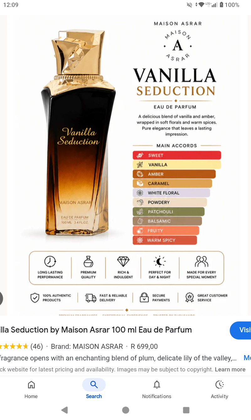 Vanilla Seduction ( by the Arabic fragrance house Maison Asrar )